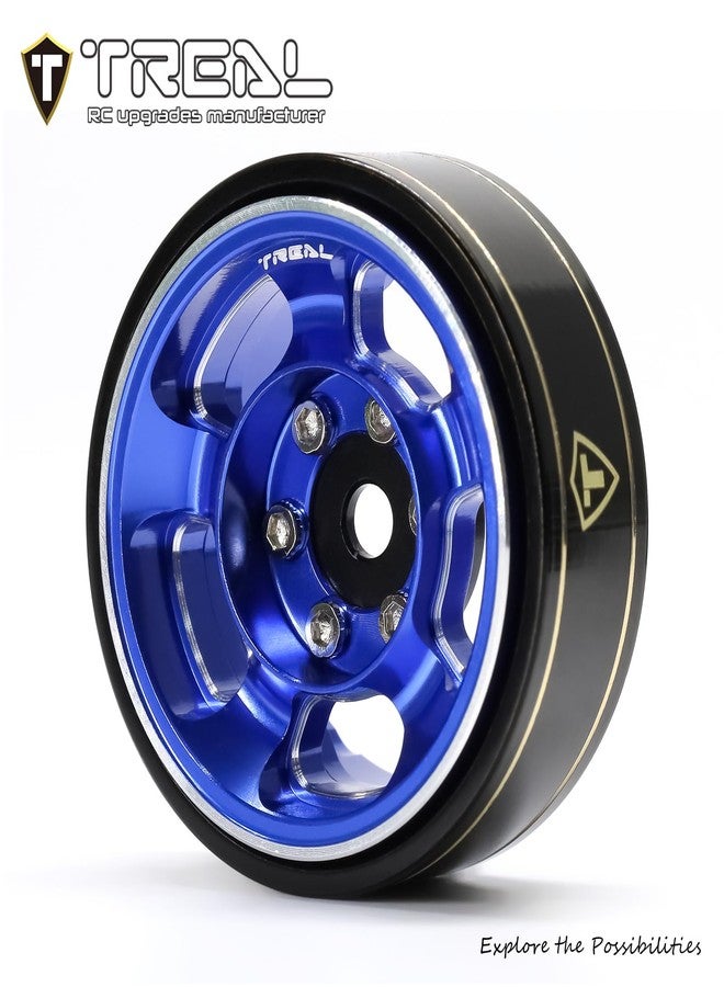 TREAL 1.0 Aluminum Beadlock Wheels Five Spoke Classic Wheel Rims Set (4P) for 1/24 RC SCX24 FCX24 TRX4M-Type G(Blue) - Image 2